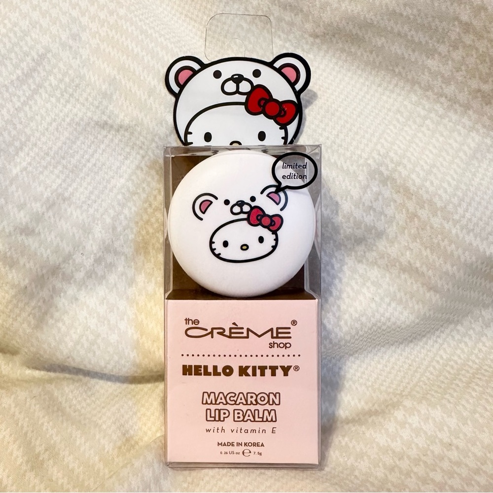 Brand New Unopened The Creme Shop Hello Kitty White Chocolate Macaron Lip Balm